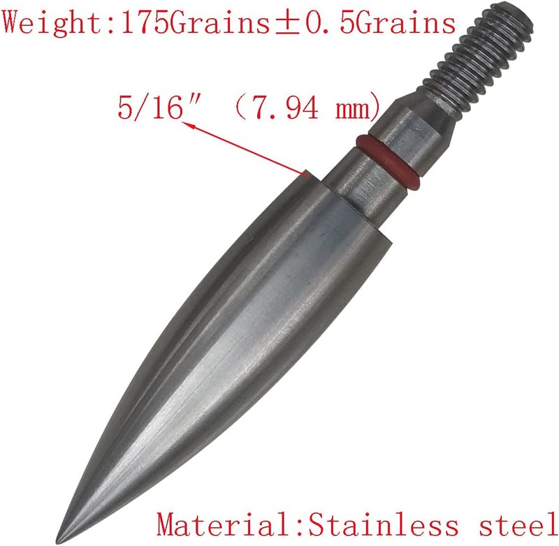 Wdfhudj Stainless Steel Archery Field Points,9/32″ 19/64″ 5/16″ 11/32″ Diameter 100/125/150/175/200/250/300 Grains,Screw in Archery Field Tips(1 Dozen 12PCS) - Image 4